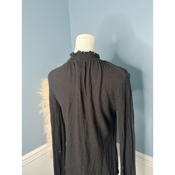 Madewell Black Mock Neck Top Small Long Sleeve - Picture 7 of 8